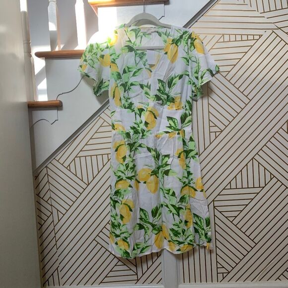 Loft Lemon Flutter V-Neck Pocket Dress NWT - Picture 4 of 8